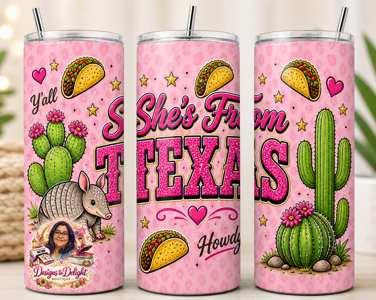 She’s From Texas 20 oz Sublimation Tumbler