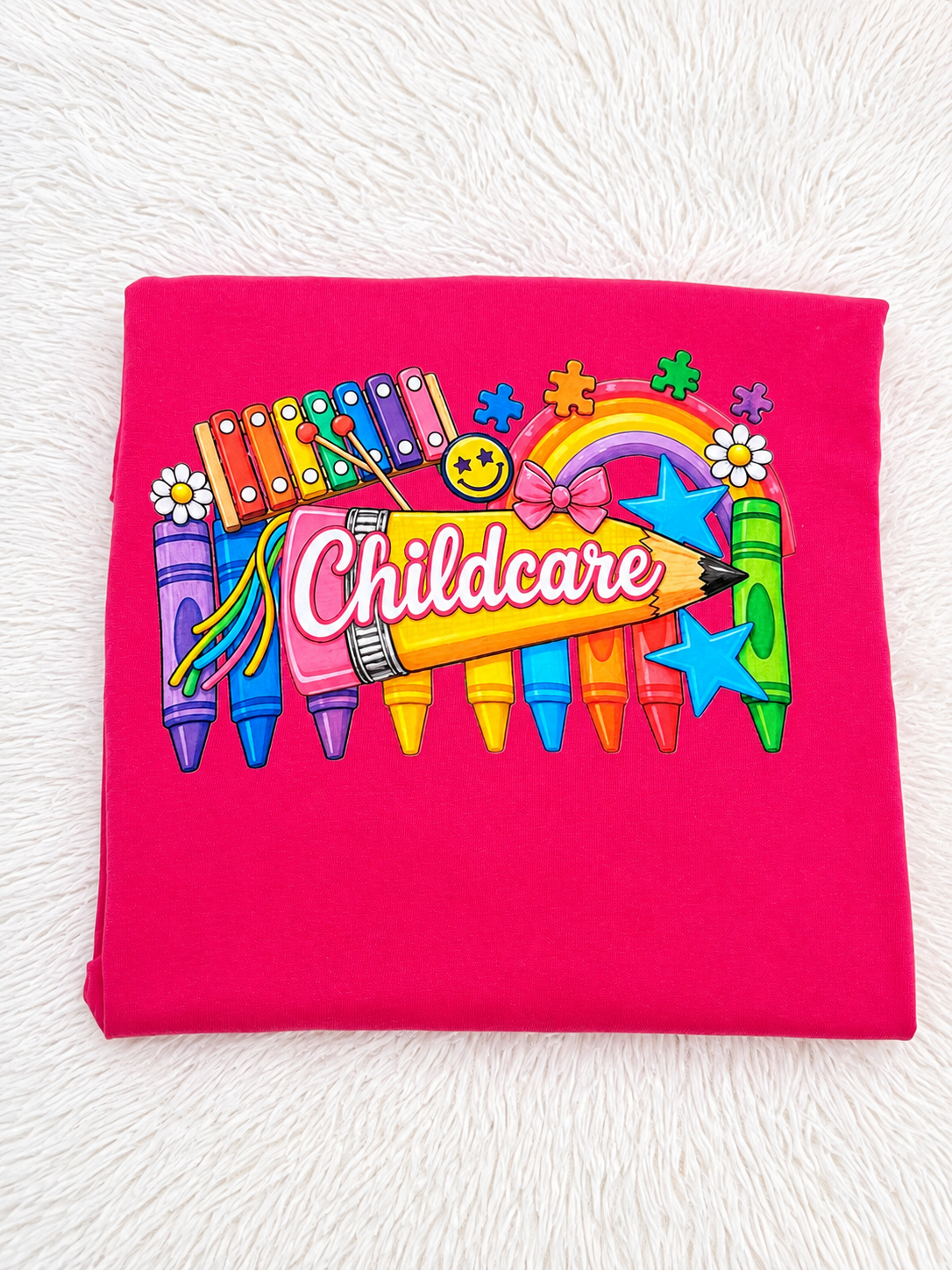 Colorful Childcare Teacher Shirt | Cute Preschool & Daycare Staff Tee