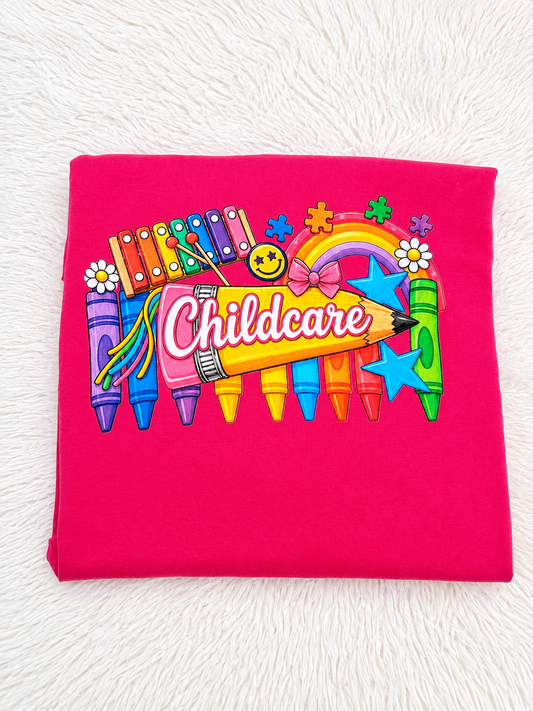 Colorful Childcare Teacher Shirt | Cute Preschool & Daycare Staff Tee