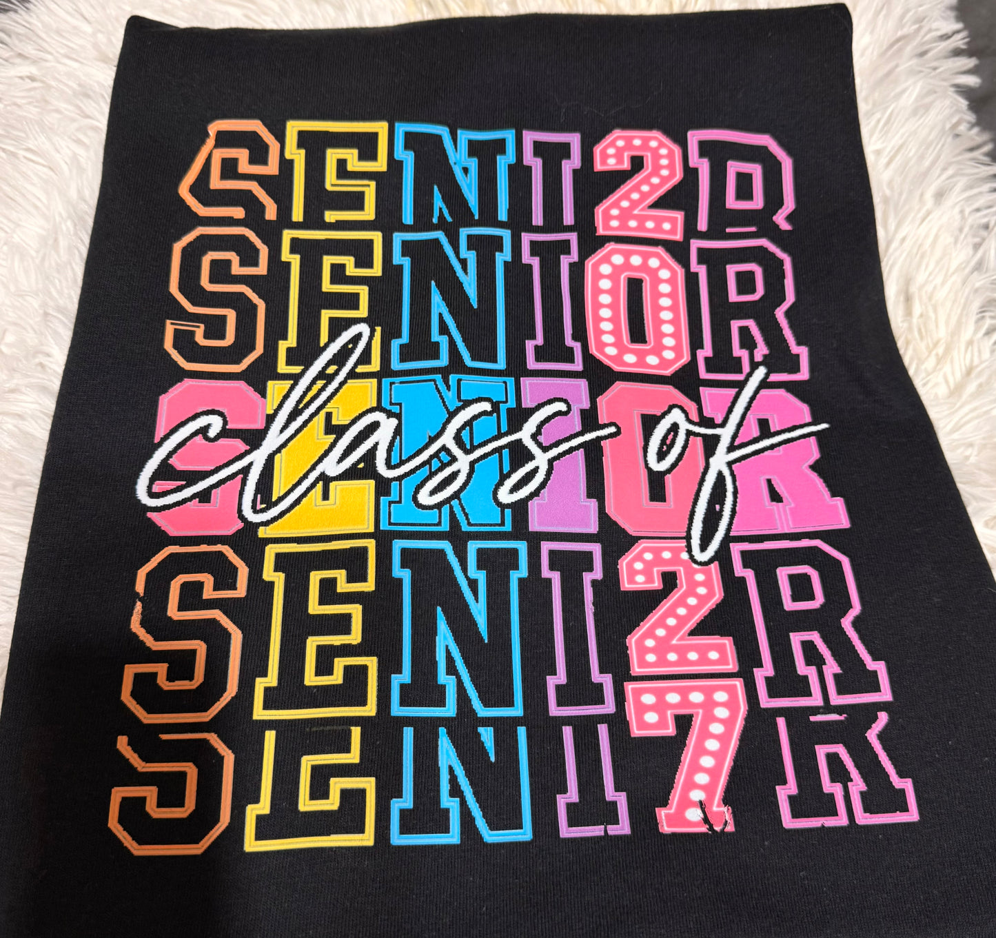 Senior Class of 2027 Shirt/ Retro Color Block Senior Tee/ Class of 2027 Graphic T- Shirt/ School Spirit